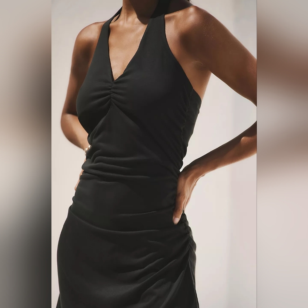 Anthropologie The Ariana Halter Mini Dress Black - Picture 3 of 7